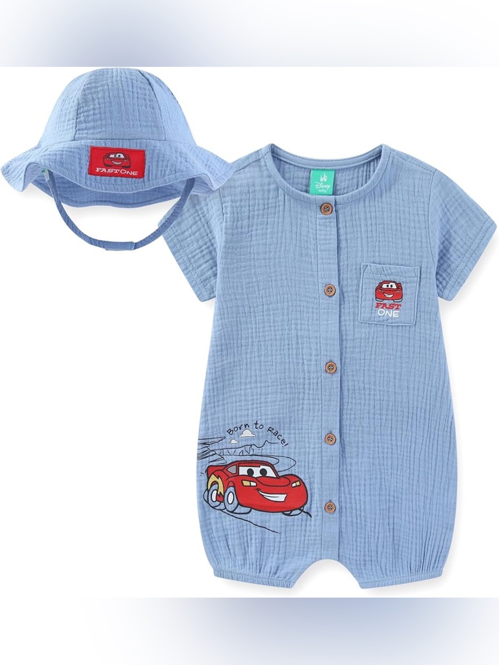 Disney Baby Cars 2PC Shortie and Hat Set